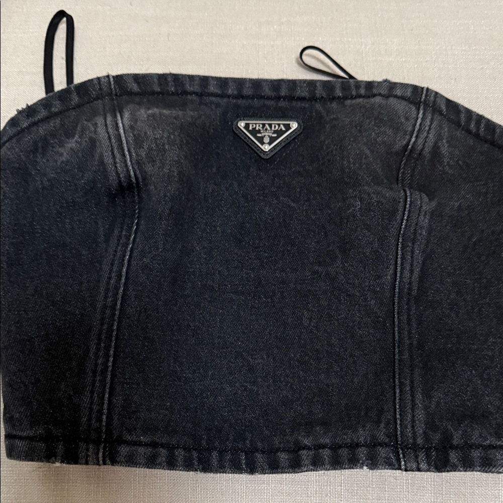 Prada Black Strapless Denim Bandeau Top - Picture 4 of 4
